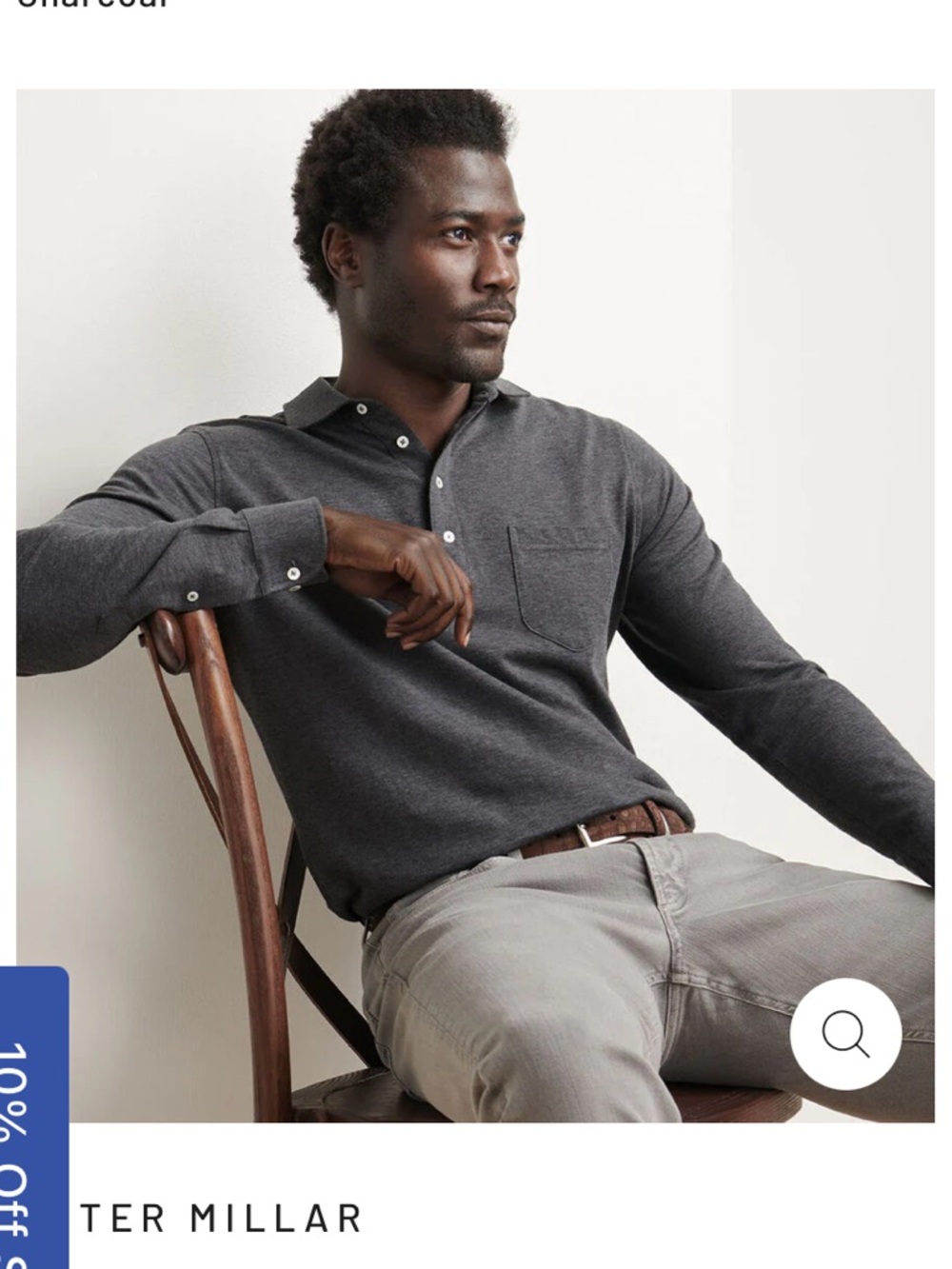 Peter Millar Charcoal Heather Long-Sleeve Polo